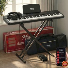 Midex PLX-80BK-ST Taşınabilir Katlanır Dijital Piyano Tuş Hassasiyetli 88 Tuş Bt - Stand Sustain Kulaklık Çanta Metod