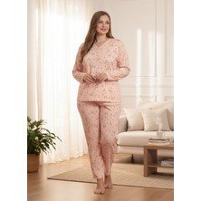 Seboteks Ince Mevsimlik Kumaş Uzun Kollu Büyük Beden Kadın Pijama Takımı 773