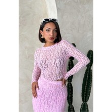 Caddebostan Moda Pembe Uzun Kollu Transparan Bluz Modern Premium Luxury Trend Tasarım Bluz