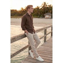 Buratti Keten Regular Fit Normal Bel Düz Paça Pantolon Erkek Pantolon CF26S6110228