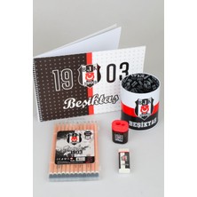 Dekomus Ile Lisanslı Beşiktaş Resim Defteri,12'li Kuru Boya Kalemi,metal Kalemlik,silgi ve Kalemtraş Seti