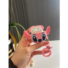 Mi7a Airpods Pro 3.nesil Uyumlu Sevimli Silikon Pembe Stitch Koruyucu Kılıf