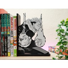 Anka Atölye Jujutsu Kaisen Yuji Itadori Çizimli Kitap Tutucu - 3D Baskı Anime Kitaplık Dekoru (18 x 14 x 8cm)