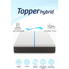 Mavi Ay Yatak Topper Hybrid Dual Firmness Yatak Pedi- Çift Kişilik Sert & Soft Bir Arada - Yıkanabilir Kılıflı