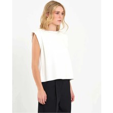 Caddebostan Moda Kadın Vatkalı Kolsuz Bluz Bisiklet Yaka Casual Şık Basic Üst