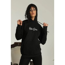 Glam Love Kapşonlu Sweatshirt – Oversize “other Lives” - Siyah -