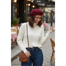 Mollycrush Kadın Ressam Bere Şık Fransız Model Düz Tasarım