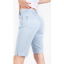 Org Marka Store Kadın Kapri Şort 5 Cep Bel İçi Çiçekli Mavi Paça Yırtmaçlı Özellikler