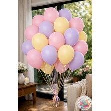 Joyane 30’lu Makaron Balon Seti Lila Pembe Sarı 12” Pastel Doğum Günü Parti Balonu