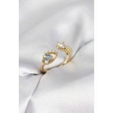 Ayder Timya Gözyaşı Model Gold Renk Zirkon Taşlı Kadın Yüzük - TJ-BYK4153 TG/Tmy230392