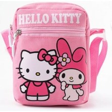 Trg Pembe Hello Kittyy Melody Çocuk Omuz Çantası–3 Bölmeli–su Geçirmez Kumaş(21×16×6 Cm)
