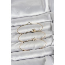 Ayder Timya Gold Renk Zirkon Taşlı Pirinç 3'lü Kadın Bileklik Kombini - TJ-BB8343 TG/Tmy230441