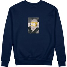 The Lucid Lab Albert Einstein / Homer Simpson Sweatshirt - Lacivert