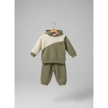 Babytex Bebek Kapüşonlu Eşofman Takımı %100 Pamuk – Mor, Kahve, Haki, Somon Renk Seçenekli – Unisex