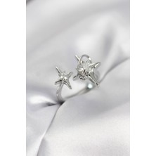 Ayder Timya Gümüş Renk Kutup Yıldızı Model Zirkon Taşlı Kadın Yüzük - TJ-BYK4124 TG/Tmy230363