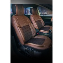 Konforum Oto Koltuk Kılıfı Vip Deri ve Kumaş Seti Kahverengi