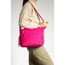 Mega Bag M 211 Krinkle Kumaş Omuz Çantası – Yağmura Dayanıklı – Çıkarıılabilir Cüzdanlı Pembe