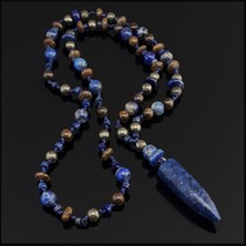 Seven Art Jewelry Lapis Lazuli Uçlu Kolye, Doğal Taş Kolye, Bohem Kolye