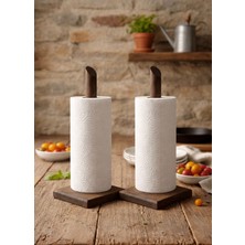 Fam Wood Art 2'li Kare Doğal Ahşap Kağıt Havluluk , Rulo Kağıt Havluluk %100 Çam 11X11X27 cm