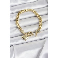 Ayder Timya Kalp Detaylı Gold Renk Pirinç Kadın Bileklik - TJ-BB8328 TG/Tmy230426