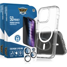 Buff Labs Buff iPhone 15 Pro Max Avantaj Paket - 2X5D Ekran Koruyucu + Magsafe Kılıf + Lens Koruyucu Privacy
