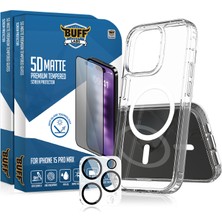 Buff Labs Buff iPhone 15 Pro Max Avantaj Paket - 2X5D Ekran Koruyucu + Magsafe Kılıf + Lens Koruyucu Matte