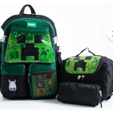 Trg Roxy Mineecraft Kore Kaawaii Okul Çantası Seti – Sırt Çantası+Beslenme Çantası+Kalemlik