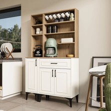 MEZZA SET 5240-5241 MIVA (Çıtalı) Kahve Köşesi Çok Amaçlı Dolap Kiler Mutfak Dolabı Sepet Beyaz