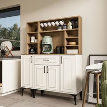 Mezza SET 5250-5251 MIVA Kahve Köşesi (Çıtalı) Çok Amaçlı Dolap Kiler Mutfak Dolabı Sepet Beyaz