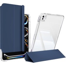 Maks Technology ​​ipad Pro 13 2024 Kılıf Magnetik Ayrılabilen Airbagli ​mkst Sliding Tablet Kılıfı - Lacivert