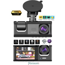 Mucosan 1080P Dash Cam Full Hd Araç Içi Kamera Ön Arka ve Iç Kayıt 3 Kameralı Gece Görüşlü G Sensörlü Geniş Açı