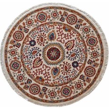 Çam Halı Funky 801 Stone Daire Yün ve Bambu ile Özel Tezgahlarda Üretilen Otantik Desenli El Emeği Modern Uşak Halısı