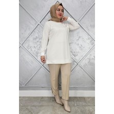 Pys Giyim Kadın Taş ve Düğme Detaylı Tesettür Tunik