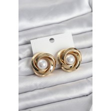 Ayder Timya Pirinç Gold Renk Sarmal Model İncili Kadın Küpe - TJ-BKP11684 TG/Tmy230590