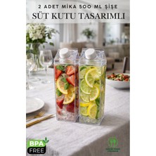 Penthouse 2 Adet 500ML Mika Süt Kutu Tasarımlı Su Kahve Içecek Şişesi | Cam Değildir | Kahve ve Sunum Bardağı