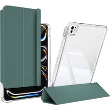 Maks Technology ​​​ipad Pro 11 2024 Kılıf Magnetik Ayrılabilen Airbagli ​mkst Sliding Tablet Kılıfı - Koyu Yeşil