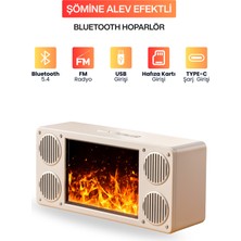 Metaforce Şömine Alev Efektli Bluetooth Hoparlör I Fm Radyo I USB Girişli I Hafıza Kartlı I Type-C Şarjlı