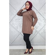 Pys Giyim Kadın Taş ve Düğme Detaylı Tesettür Tunik