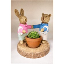 Renkli Fırça Tavşan Saksı Polyester Biblo Hediyelik