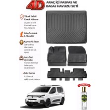 Citroen Berlingo 2024 Model Araca Özel Kokusuz Paspas Takımı + Demirsiz Bagaj Havuzu