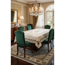 Çt Çeyizci Tekstil Masa Örtüsü, Dijital Baskılı Kanaviçe Tek Masa Örtüsü, Desenli Leke Tutmaz 160X220CM Masa Örtüsü