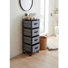 Bye Concept & More Dekoratif Çok Amaçlı Dolap 4 Çekmeceli Komodin Ahşap Raflı Metal Gövdeli Şifonyer Organizer