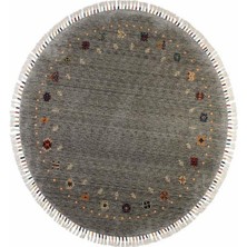 Çam Halı Funky 804 Gri Daire Yün ve Bambu ile Özel Tezgahlarda Üretilen Otantik Desenli El Emeği Modern Uşak Halısı