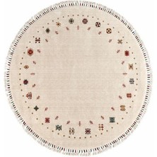 Çam Halı Funky 804 Stone Daire Yün ve Bambu ile Özel Tezgahlarda Üretilen Otantik Desenli El Emeği Modern Uşak Halısı