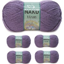 Maarketim 5 Adet Vizon Premium Akrilik El Örgü İpi Yünü Renk No:6684 Açık Mürdüm