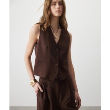 Miss İpekyol V yaka fleto cepli yelek IS1260007011074