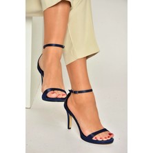 Fox Shoes Y569716904 Lacivert Kumaş Ince Topuklu Kadın Abiye Ayakkabı