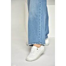 Fox Shoes Y555024103 Beyaz Hakiki Deri Comfort Ortopedik Taban Kadın Ayakkabı