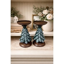 Renkli Fırça Çam Ağacı Mumluk Polyester Biblo Hediyelik