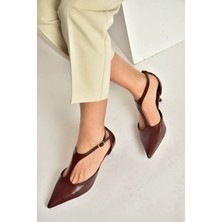 Fox Shoes Y480569960 Bordo Rustik Mini Ince Topuklu Sivri Burun Kadın Ayakkabı